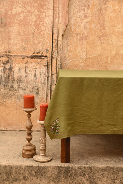 Green Embroidered Table Cover