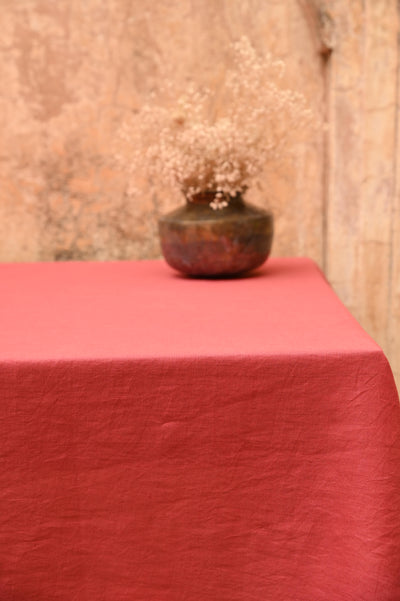 Red Embroidered Table Cover