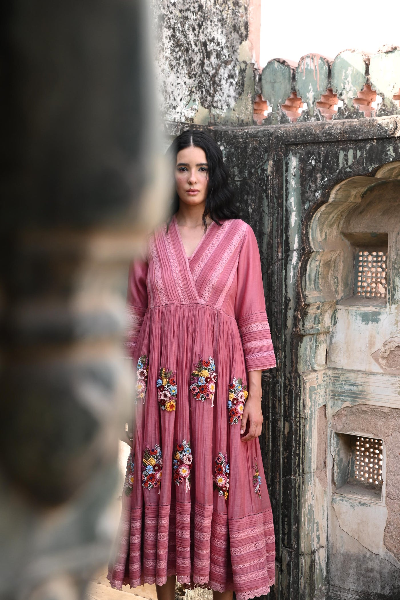 Pink Hand Embroidered Dress