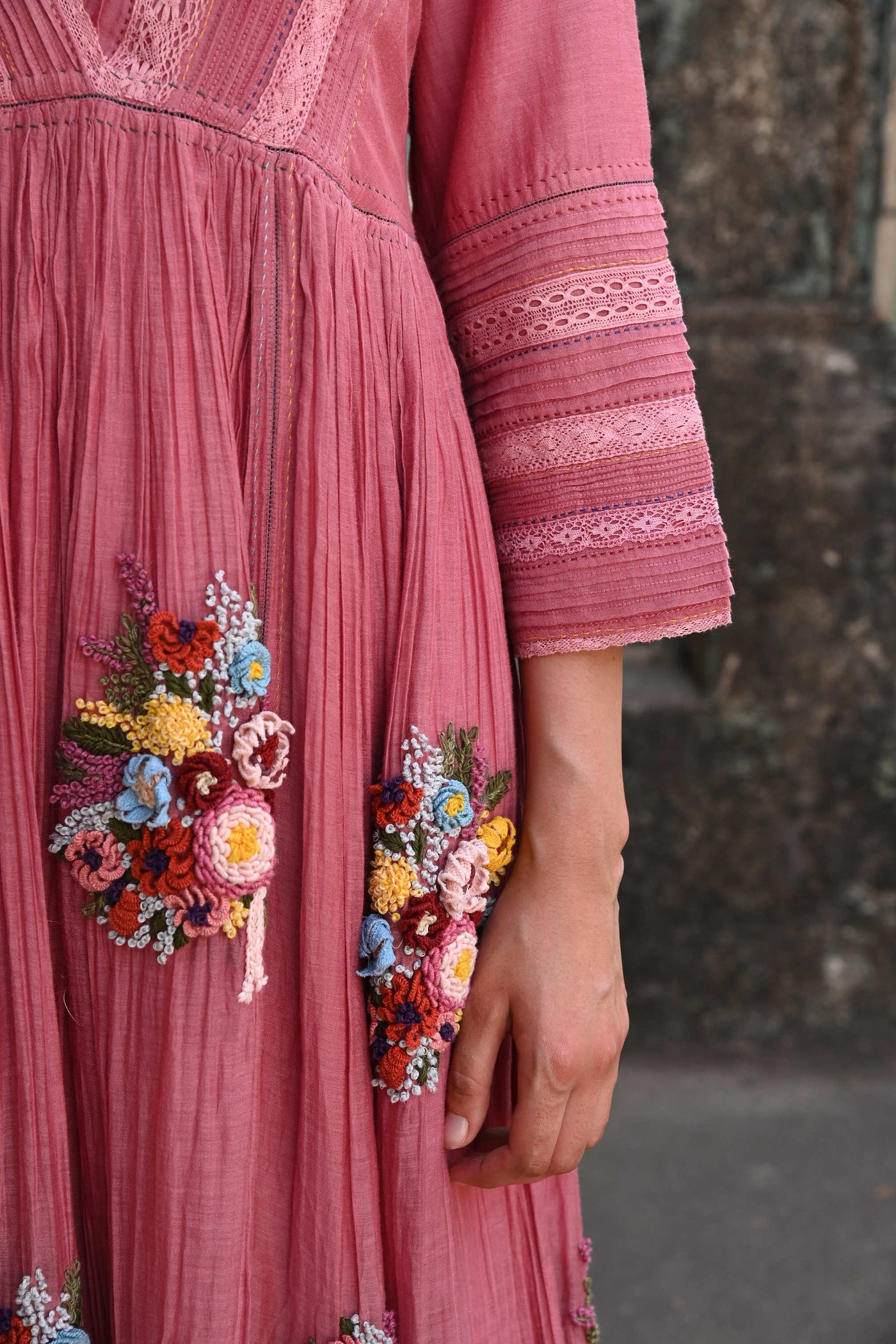 Pink Hand Embroidered Dress