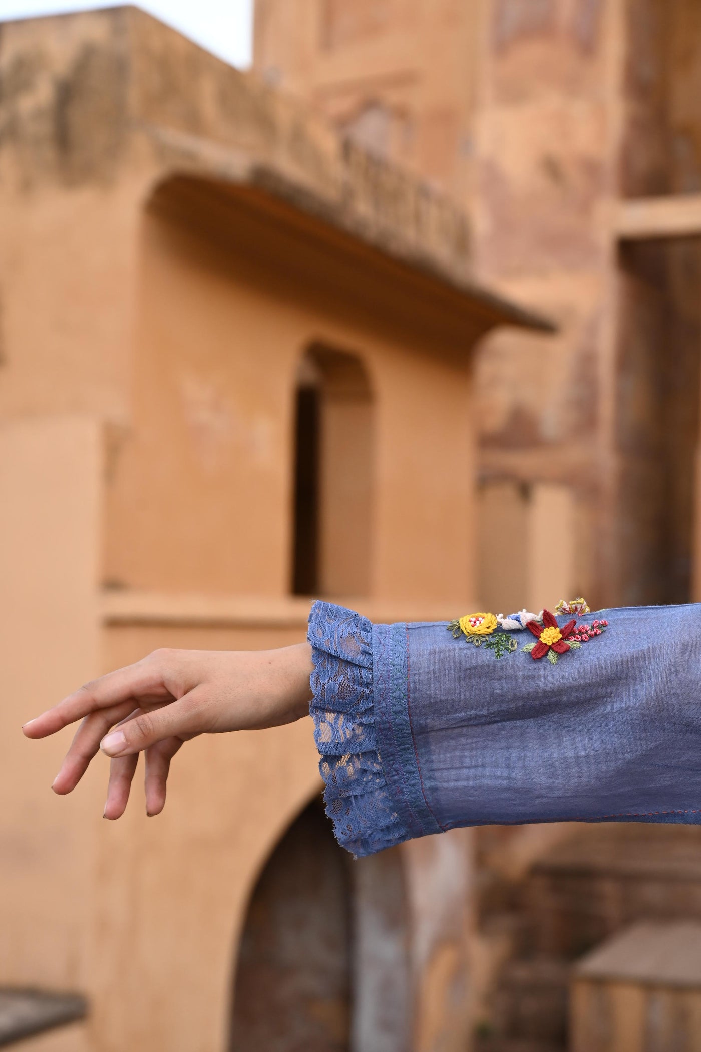 Blue Embroidered Top