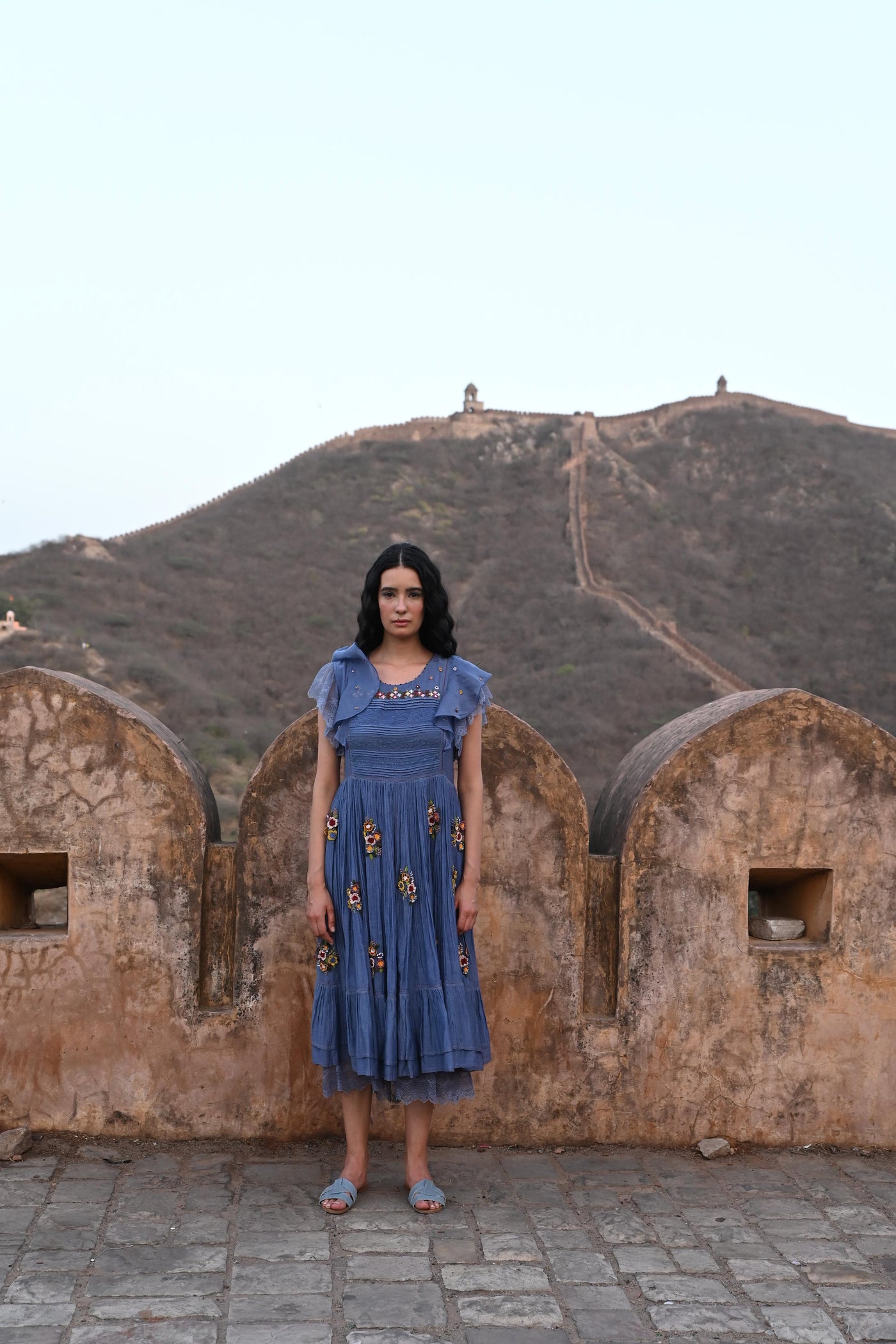 Blue Embroidered Dress