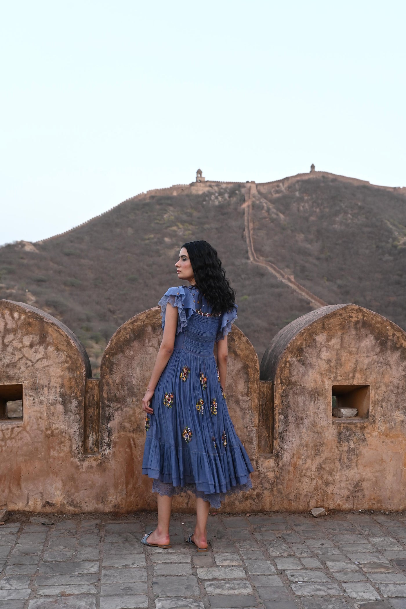 Blue Embroidered Dress