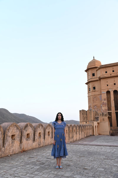 Blue Embroidered Dress