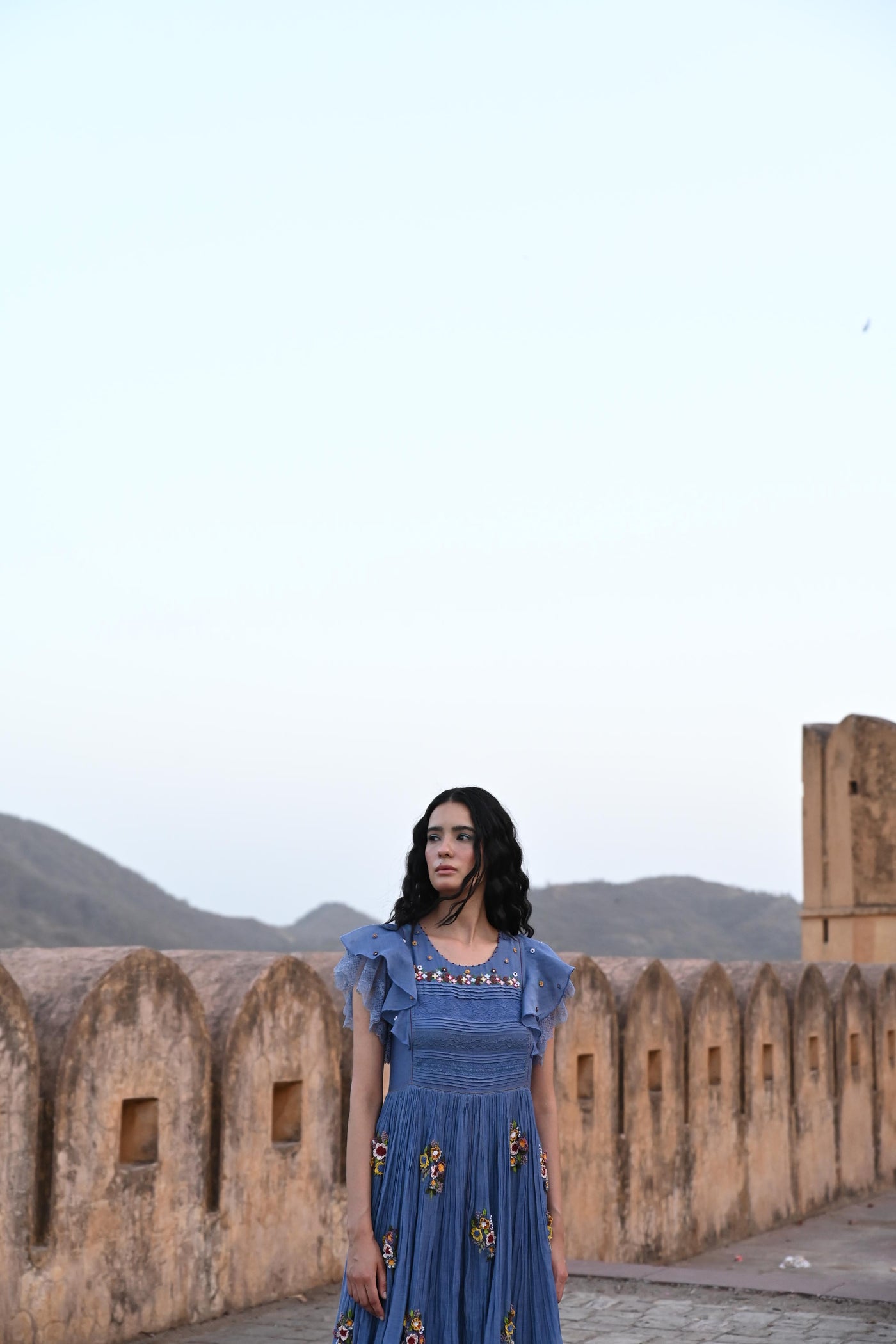 Blue Embroidered Dress