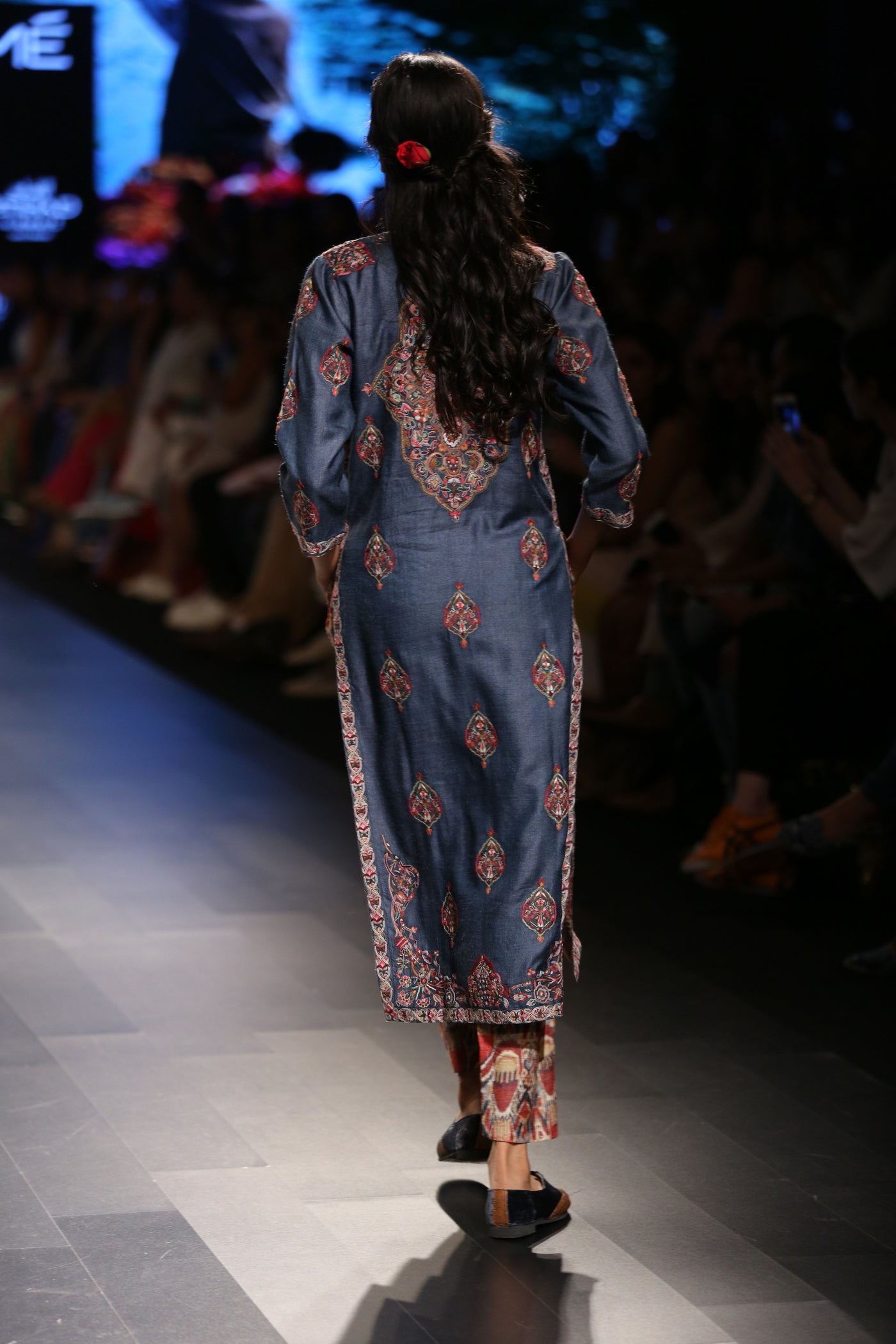 Embroidered Straight Kurta With Printed Pant