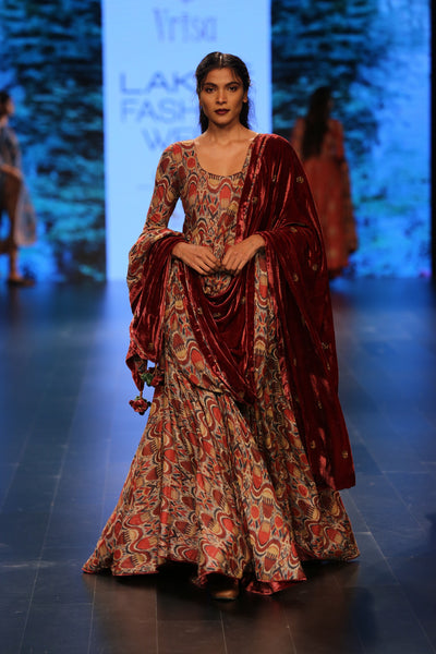 Embroidered Dress With Churidaar