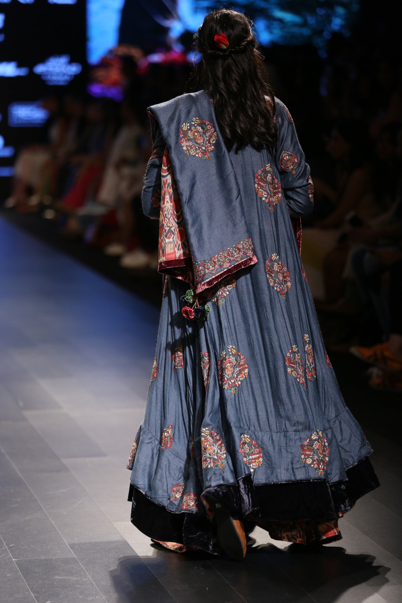Embroidered Dress With Printed Churidaar