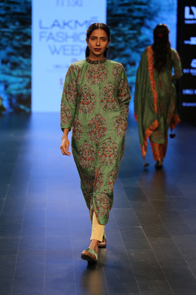Green Embroidered Jacket With Pant
