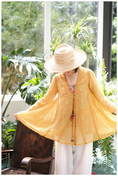 Mustard Top With Printed Inner