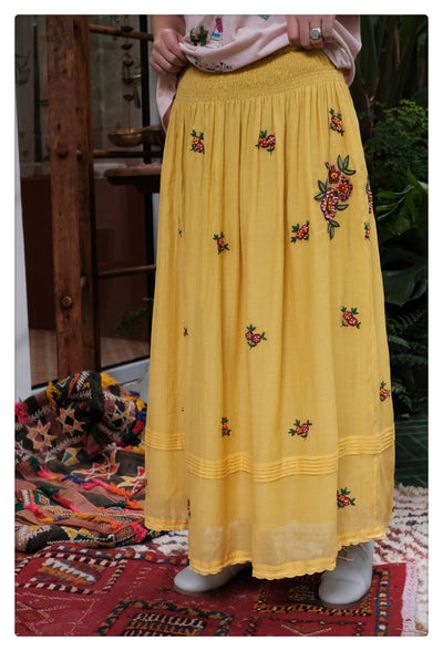 Yellow Hand Embroidered Skirt