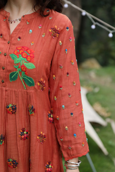 Terracota Hand Embroidered Dress