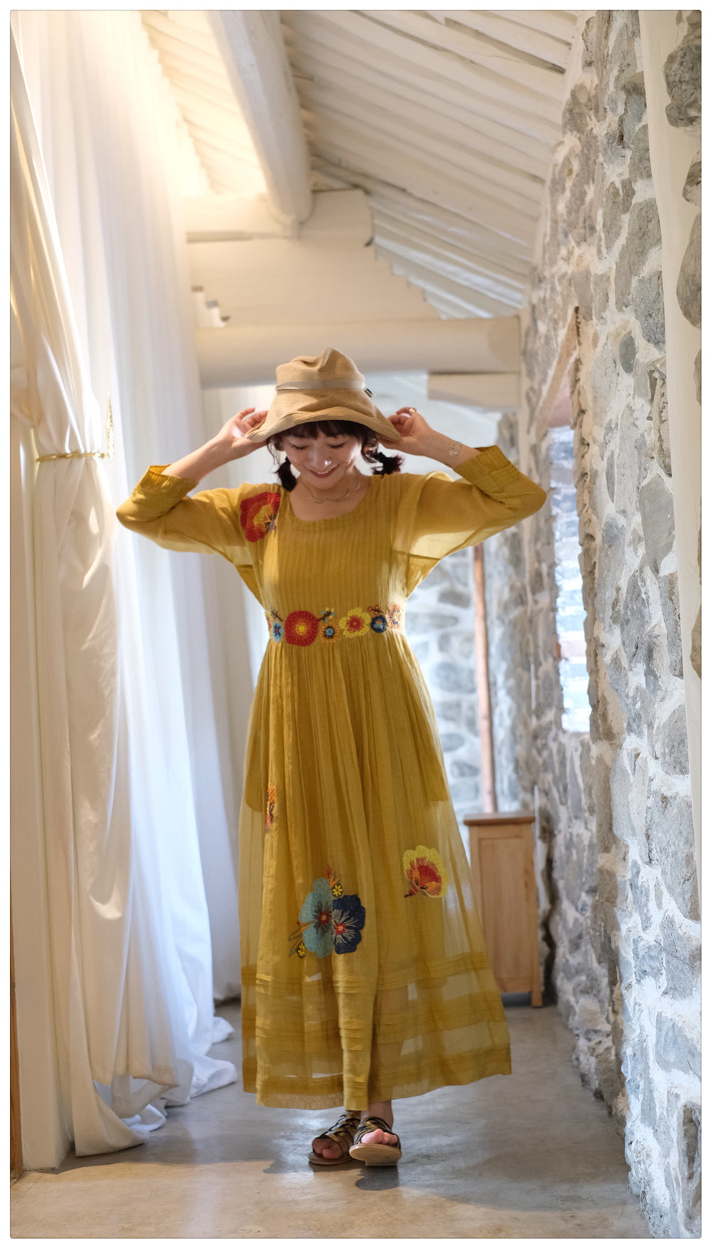 Deep Yellow Embroidered Dress