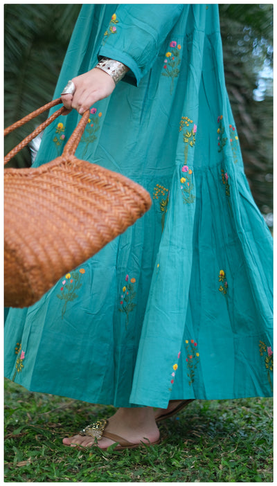 Embroidered Tier Dress