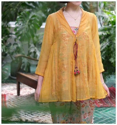 Mustard Top With Printed Inner