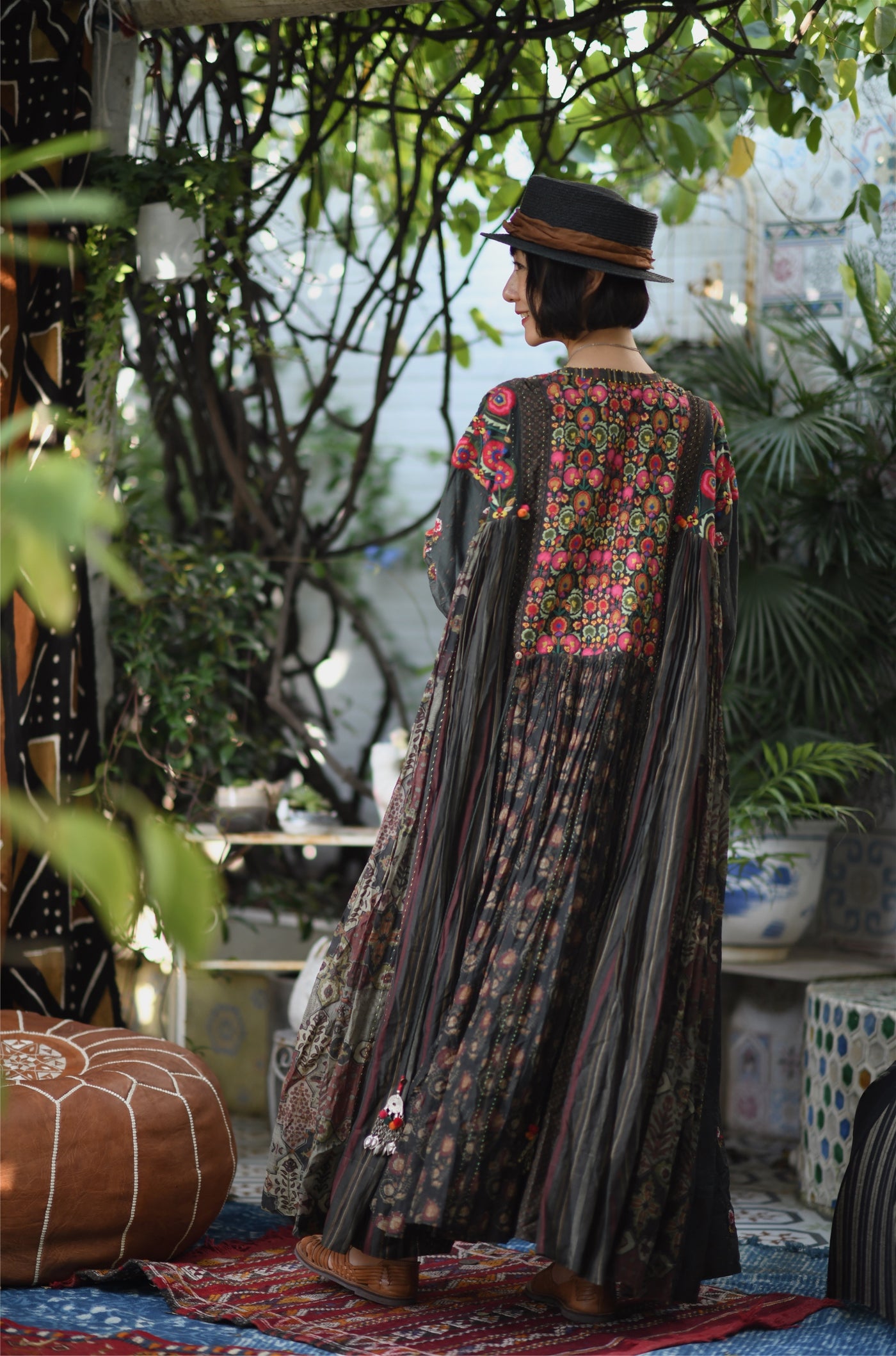 Multi Color Hand Embroidered Kaftan Dress