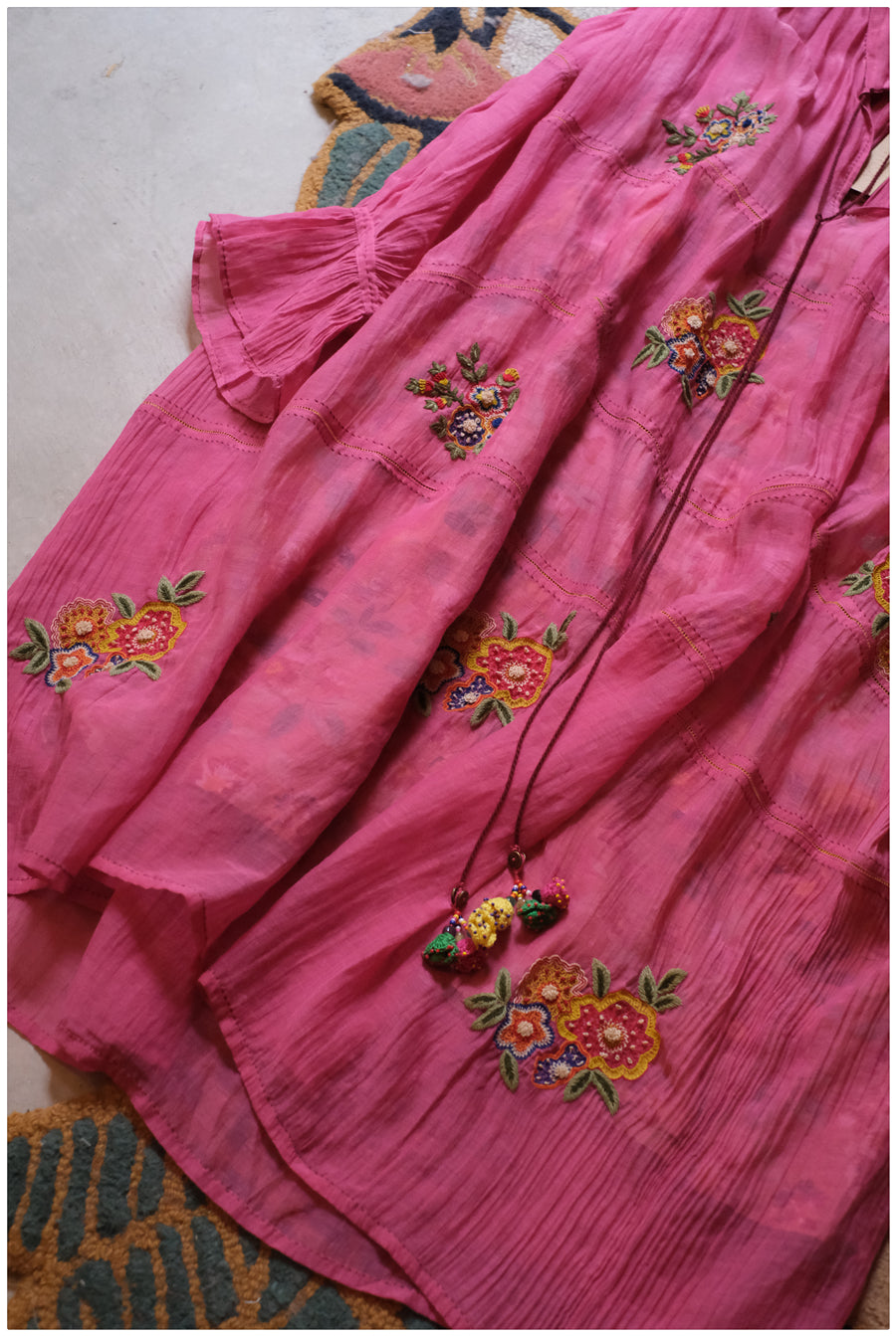 Pink Embroidered Kaftan