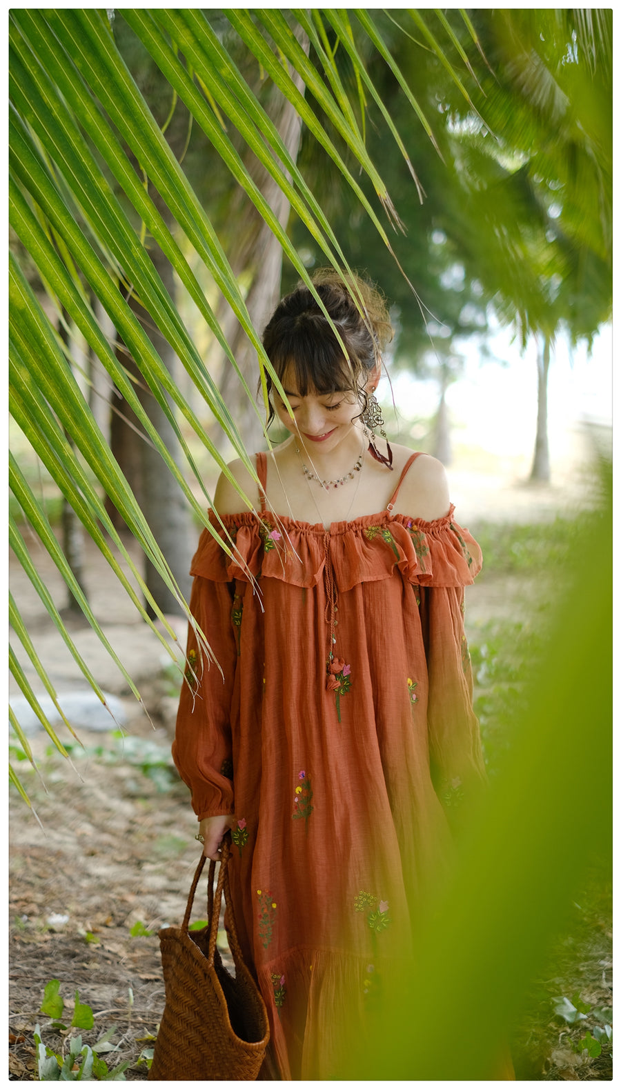 rust embroidered dress Off White Satin Pleating Off The Shoulder A-line Vintage Wedding Dresses,  CW0392