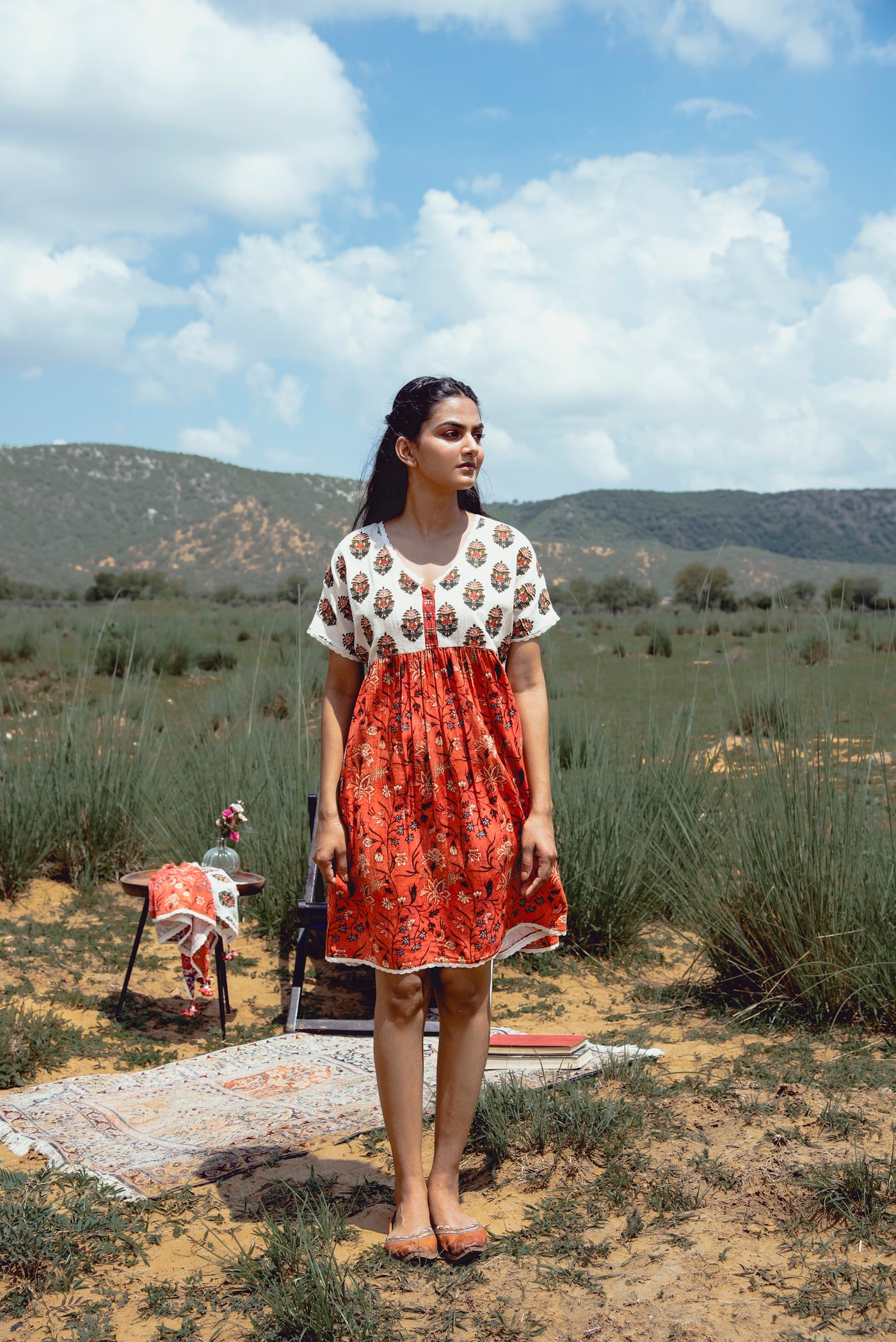 Rust Embroidered Dress