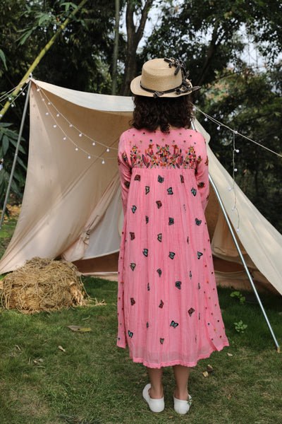 Tender Pink Hand Embroidered Dress