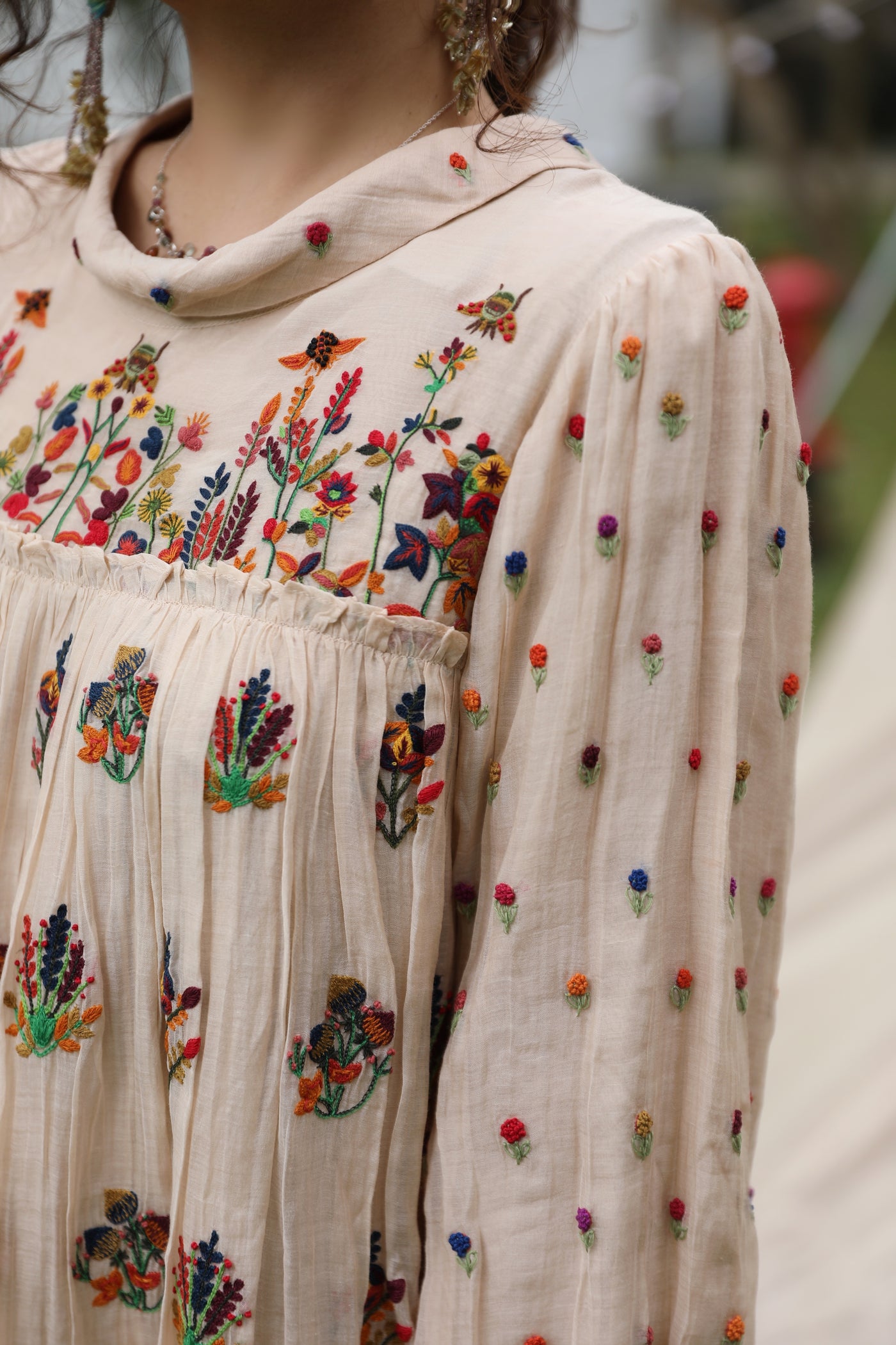 Skin Pink Hand Embroidered Dress VrisaIndia Skin Pink Hand Embroidered Dress VrisaIndia