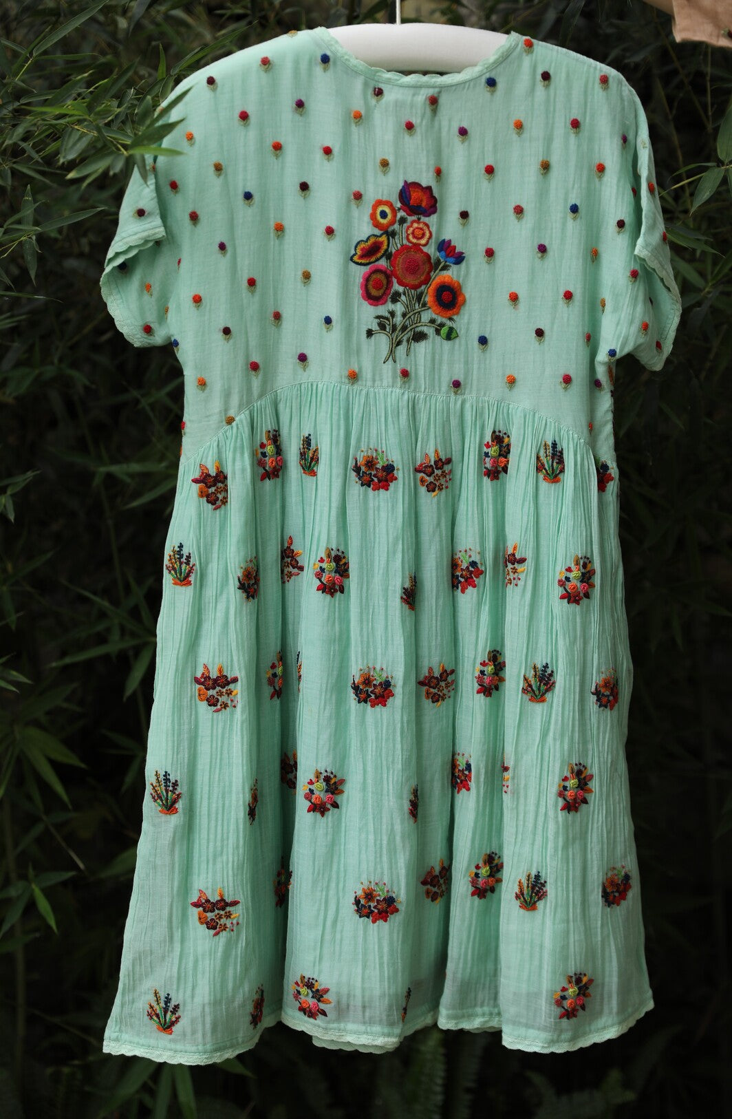Fresh Aqua Hand Embroidered Dress
