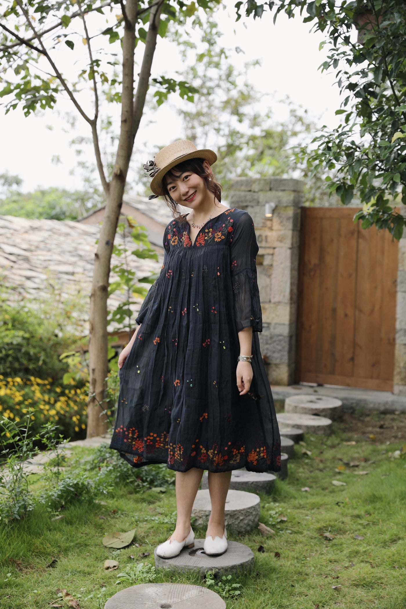 Black Hand Embroidered Dress VrisaIndia Black Hand Embroidered Dress VrisaIndia