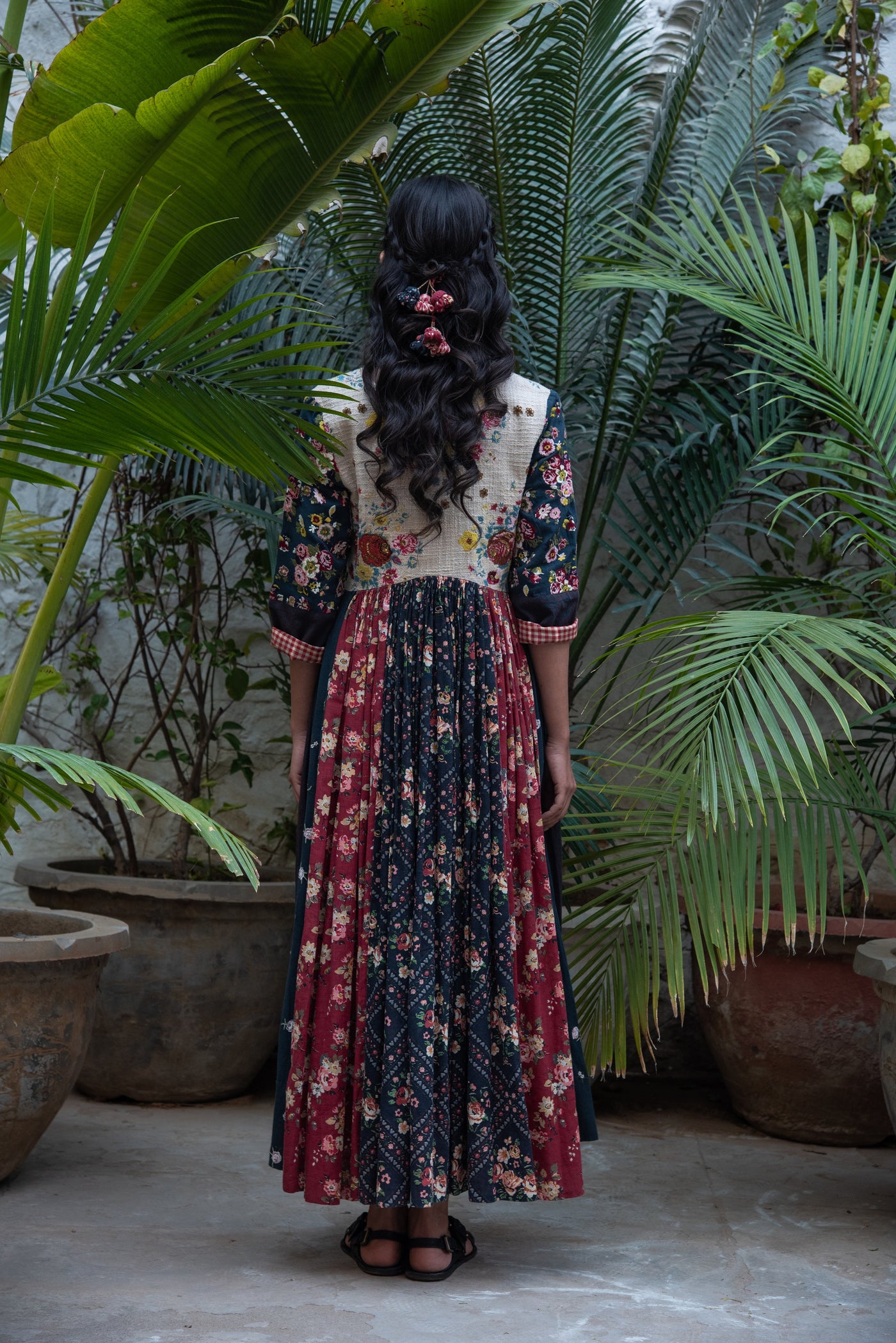 Embroidered Gather Dress